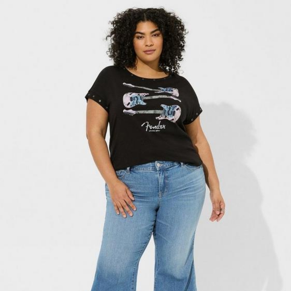 BNWOT Fender Relax Fit Cotton Dolman Grommet Tee - Picture 2 of 8